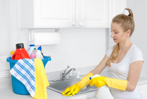 Commercial carpet cleaning in a busy business interior